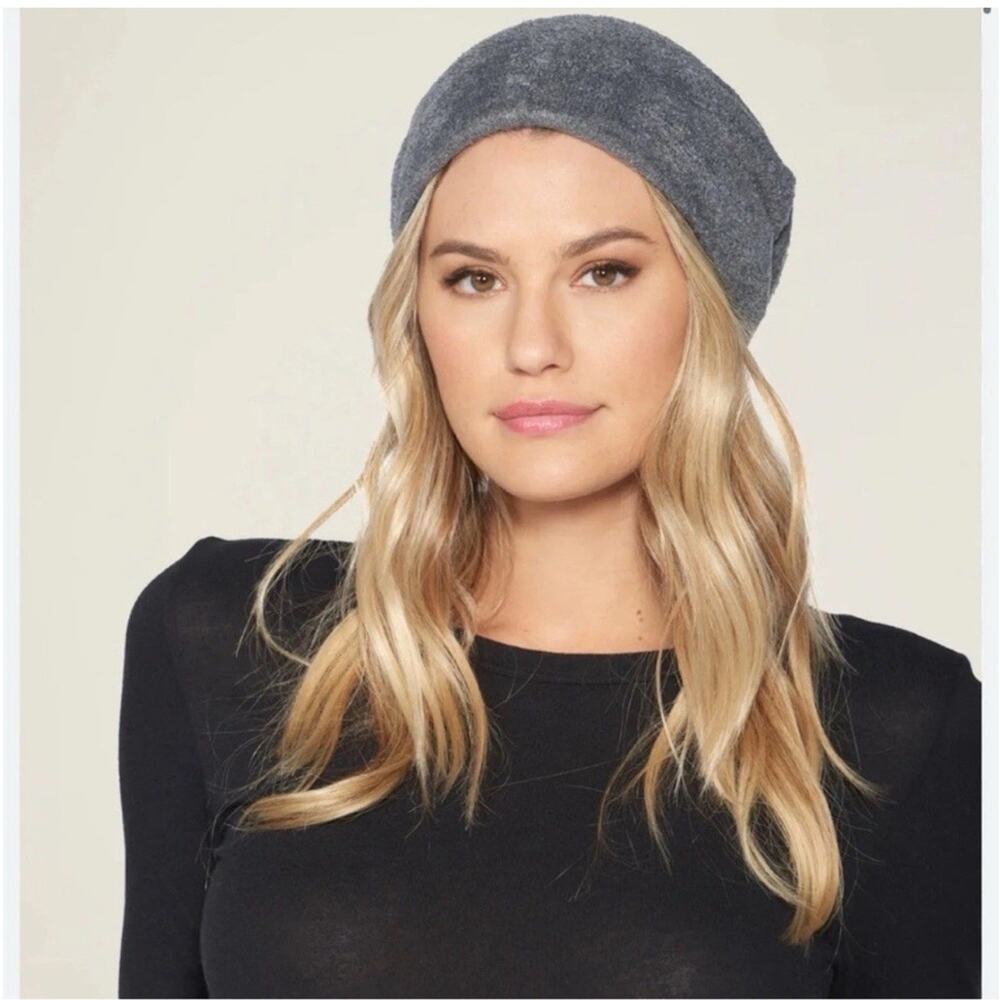 NWT Barefoot Dreams CozyChic Lite Confetti Beanie Hat Storm Gray Dark Brown OS